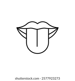 Mouth sticking tongue out icon Flat illustration sign