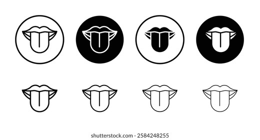 Mouth sticking tongue out icon linear logo isolated