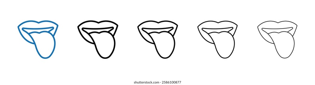 Mouth sticking tongue out icon Outline vector logo for web ui