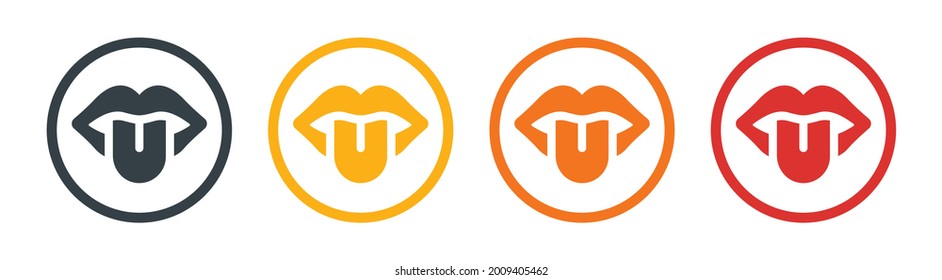 Mouth Sticking Tongue Out Or Lick Vector Icon. Tasting Symbol.