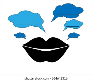 Mouth symbol- illustration, Verbal communication, balloon text