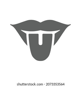 Mouth, taste, tongue icon. Gray vector graphics.