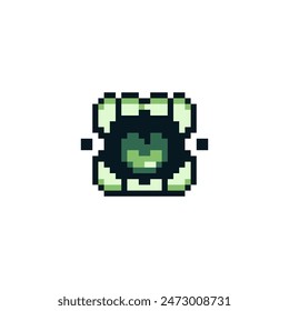 Mouth with teeth, button, abstract sticker pixel art icon, showing tongue background. Design logo, badges, patches, web, app. Open female mouth abstract vector illustration. Game assets 8-bit. 