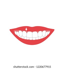 mouth with teeth color silhouette on the white background brilliant