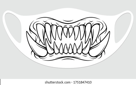 Mouth with teeth for face masks. Vector illustration