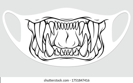 Mouth with teeth for face masks. Vector illustration