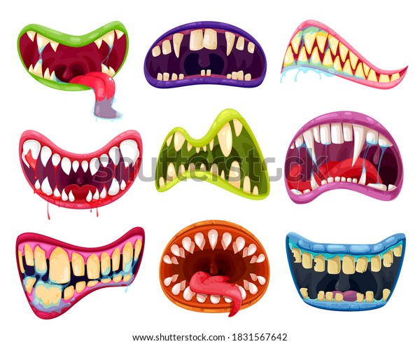 Mouth Teeth Halloween Monsters Vector Set Stock Vector (Royalty Free ...