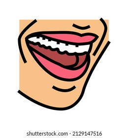 mouth with teeth and lips color icon vector. mouth with teeth and lips sign. isolated symbol illustration