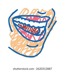 mouth with teeth and lips doodle icon sketch vector. mouth with teeth and lips sign. isolated symbol illustration