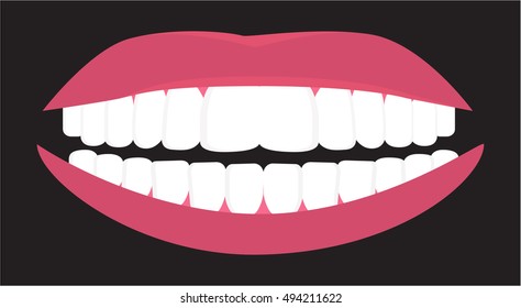 Mouth, teeth, lips. Vector Illustration.