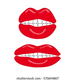 Mouth with teeth on white background. Vector illustration.