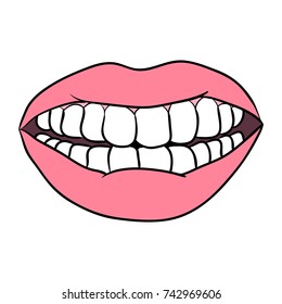 Mouth and teeth,Hand drawn,Vector,Illustrations.