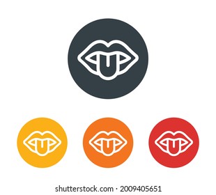 Mouth with tongue icon vector illustration. Gustatory system or sense of taste concept.