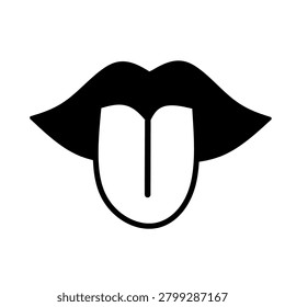 Mouth and tongue on white background.