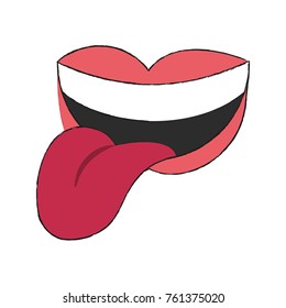 Mouth with tongue out cartoon