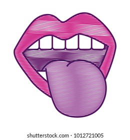 mouth tongue out vintage emblem