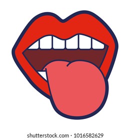 mouth tongue out vintage emblem