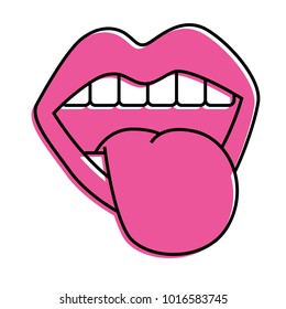 mouth tongue out vintage emblem