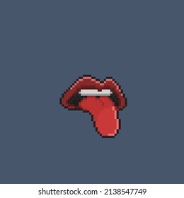 mouth and tongue in pixel style