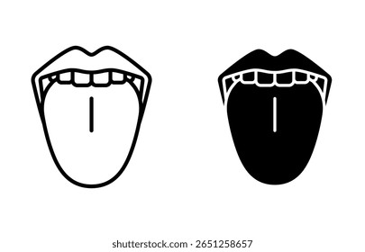 Mouth with tongue sticking out icon, line editable stroke and silhouette