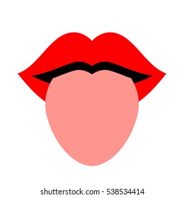 Mouth and tongue vector icon on white background. Mouth vector icon.