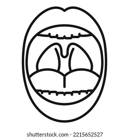 Mouth tonsillitis icon outline vector. Tonsil anatomy. Bacterial ent