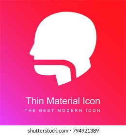 Mouth tube in bald male head red and pink gradient material white icon minimal design
