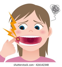 mouth ulcer, inflammation of the oral mucosa, image illustration