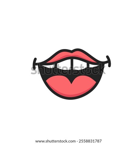 mouth vector, mouth icon, cartoon mouth vector white background editable 