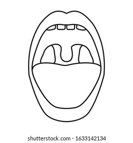 Mouth Vector Icon.Outline,line Vector Icon Isolated On White Background Mouth.