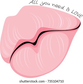 Mouth vector illustration. Design for tattoo, wall decoration, bag, pillow cover, book, poster and t-shirt.