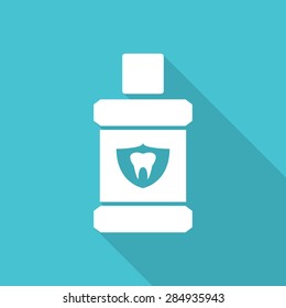 mouth wash flat icon with long shadow.
