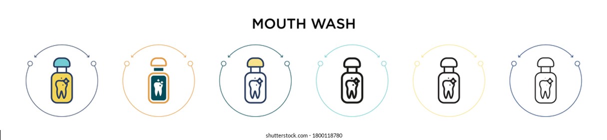 Mouth Wash Icon In Filled, Thin Line, Outline And Stroke Style. Vector Illustration Of Two Colored And Black Mouth Wash Vector Icons Designs Can Be Used For Mobile, Ui, Web