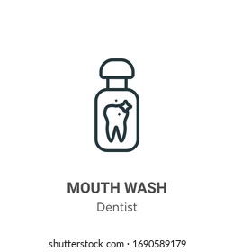 Mouth Wash Outline Vector Icon. Thin Line Black Mouth Wash Icon, Flat Vector Simple Element Illustration From Editable Dentist Concept Isolated Stroke On White Background