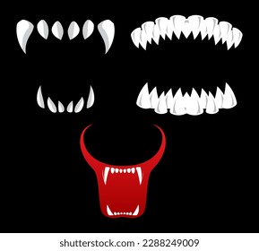 Mouth wild animal cartoon vector. Canine tooth cartoon vector 