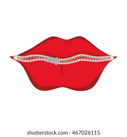 mouth zipper kiss lips red zip red passion vector graphic isolated illustration 