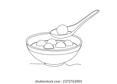 A mouthful of delicious tangyuan. Dongzhi festival one-line drawing