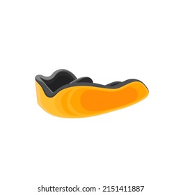 Mouthguard For Boxing, Bjj, American Football Vector Illustration In Flat Style. Yellow Mouthpiece. 