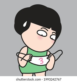 Mouthless Girl Taking Off The Protective Mask With Her Mouth On It Concept Card Character illustration