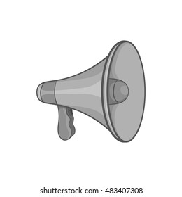 Mouthpiece icon in black monochrome style isolated on white background. Sound symbol vector illustration