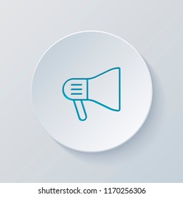 mouthpiece icon. Cut circle with gray and blue layers. Paper style