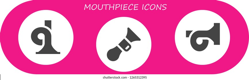  mouthpiece icon set. 3 filled mouthpiece icons. Simple modern icons about  - French horn, Horn