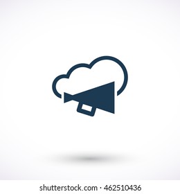 Mouthpiece vector icon. Cloud pictogram. Graphic symbol for web design, logo. Isolated sign on a white background.