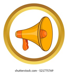 Mouthpiece vector icon in golden circle, cartoon style isolated on white background