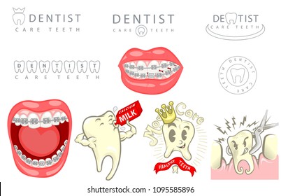 mouths with brackets and teeth care