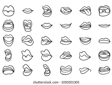 mouths collection in different expressions. vector icon illustration.