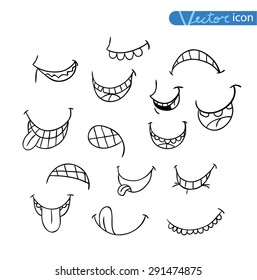 mouths collection in different expressions. vector icon illustration.