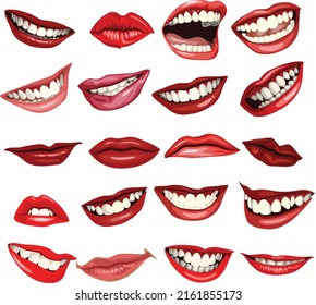 Mouths Lips Teeth Smile Reds Stock Vector (Royalty Free) 2161855173 ...