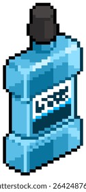 Mouthwash in blue color variant for cleanness of oral, dental and mouth after brushing teeth for the bathroom amenity for daily use vector pixel art for game, icon, element, sticker