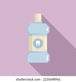 Mouthwash bottle icon flat vector. Dental product. Clean mint